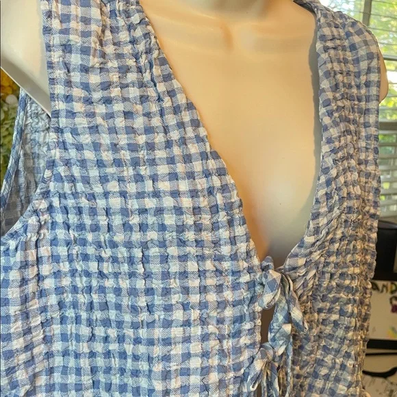 Zara blue and white gingham tie-front tank - Picture 7 of 10